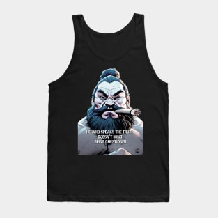 Puff Sumo: He who speaks the truth doesn’t mind being questioned on a dark (Knocked Out) background Tank Top